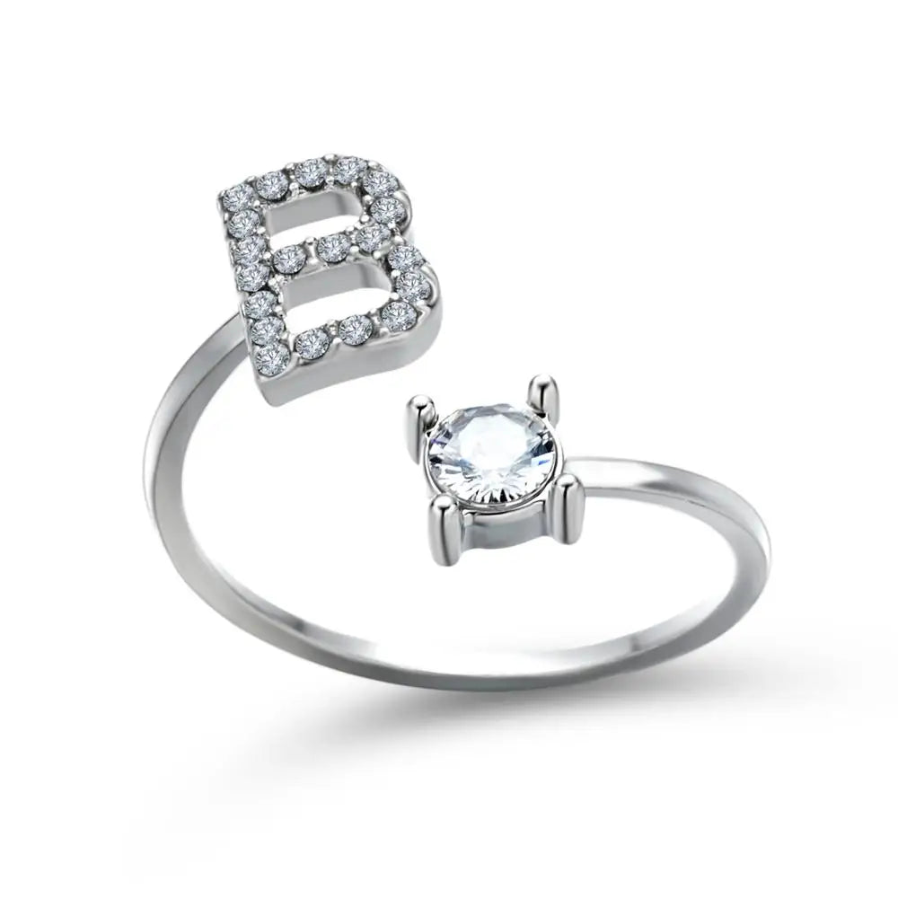 Fashion A–Z Initial Letter Ring