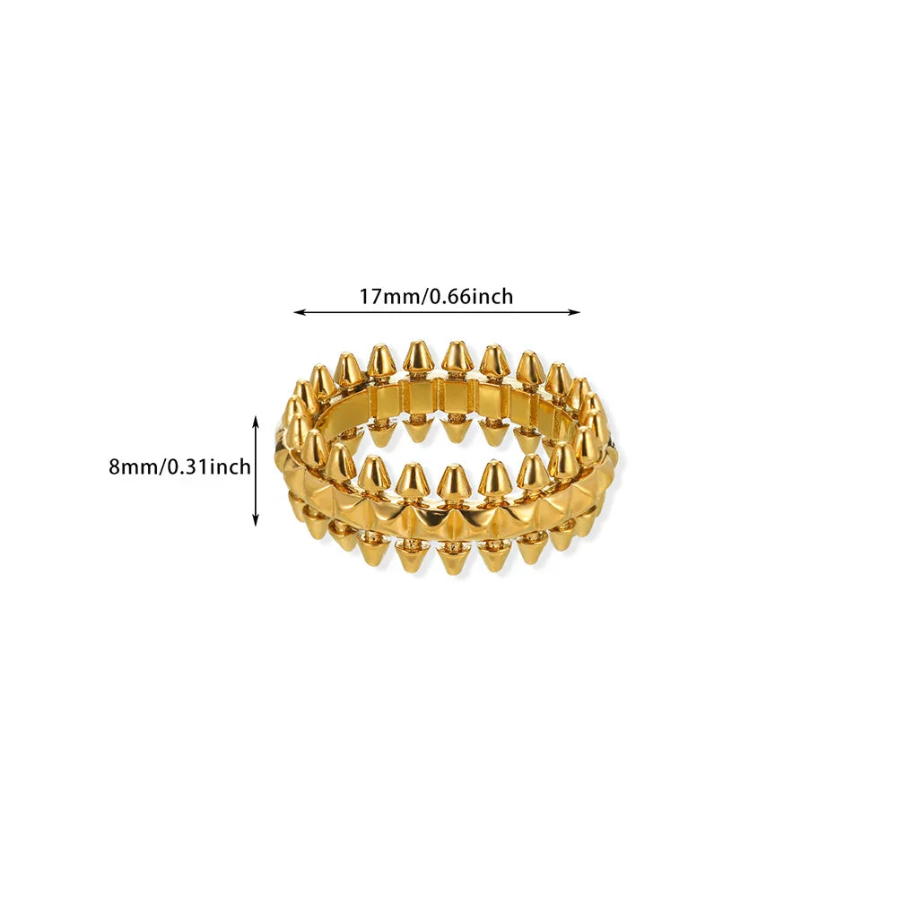 Riveted Bullet Punk Stainless Steel Ring