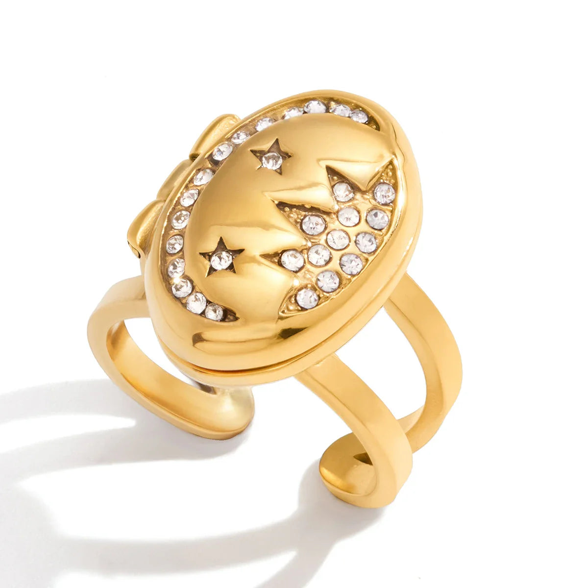 Rhinestone Tarot Card Open Ring – 18K Gold Plated