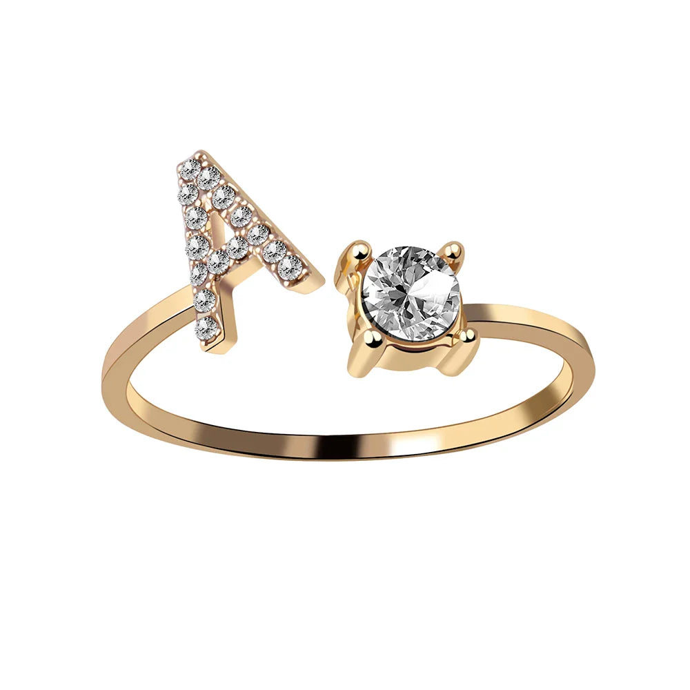 Fashion A–Z Initial Letter Ring