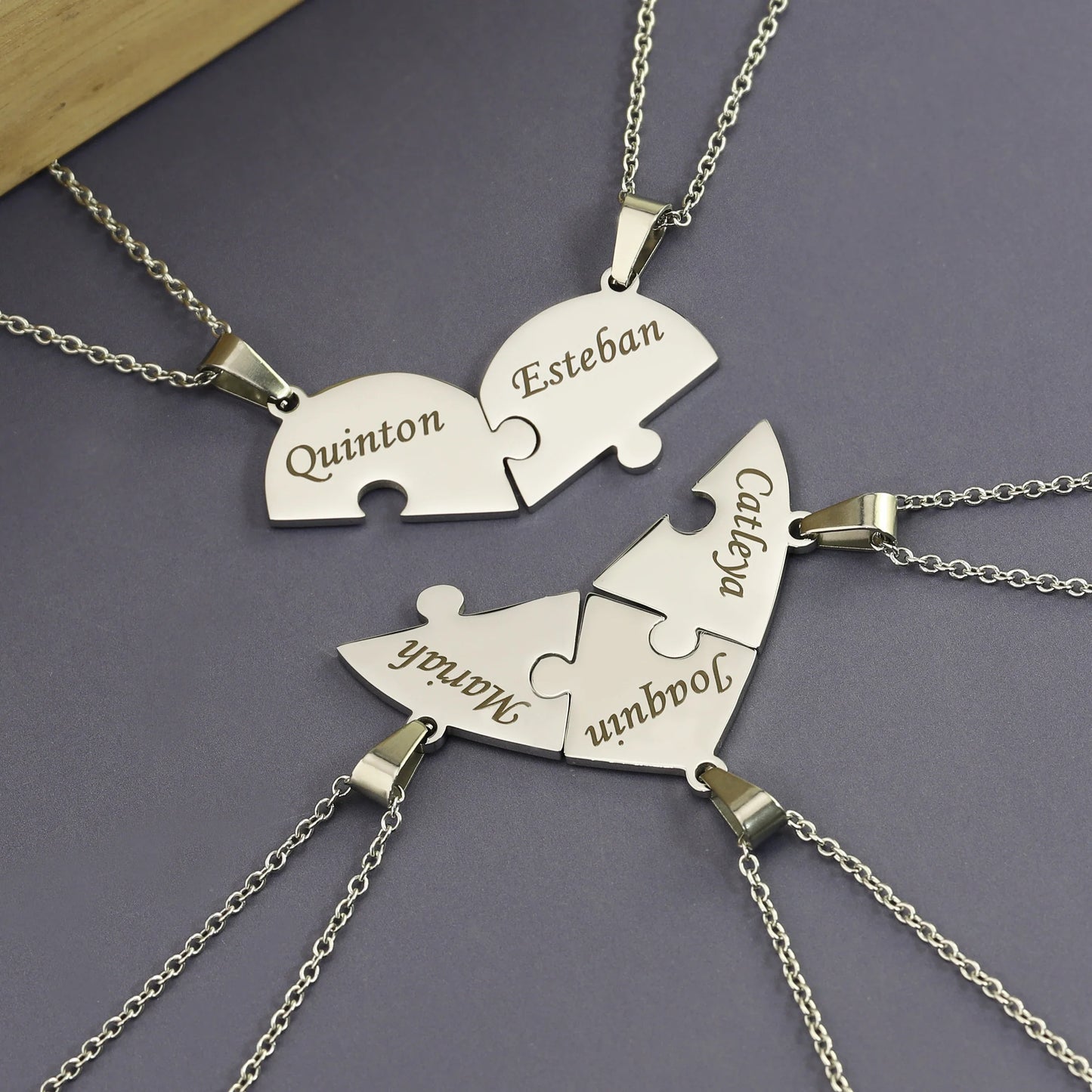 Custom Name Puzzled Heart Pendant Necklace