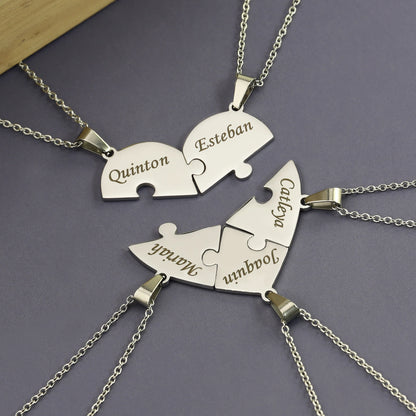 Custom Name Puzzled Heart Pendant Necklace