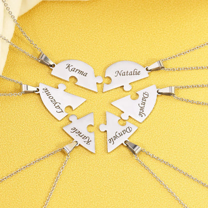 Custom Name Puzzled Heart Pendant Necklace