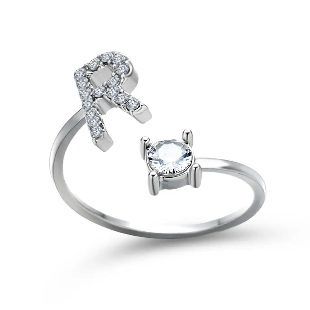 Fashion A–Z Initial Letter Ring