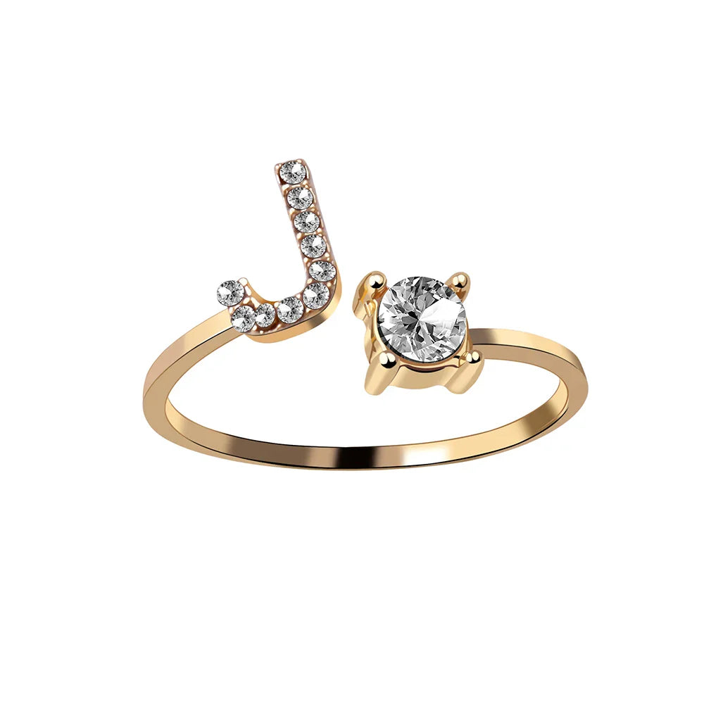 Fashion A–Z Initial Letter Ring