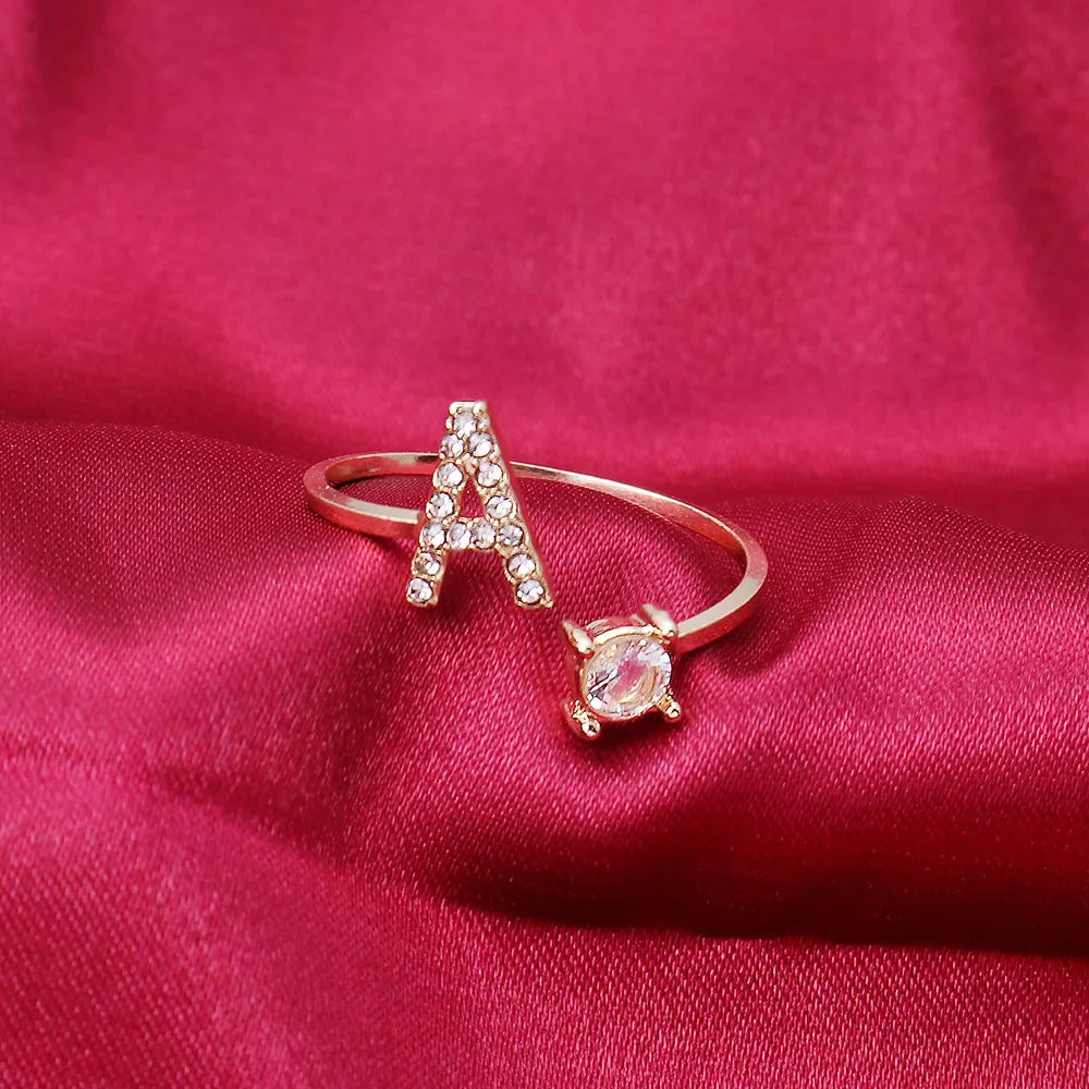 Fashion A–Z Initial Letter Ring