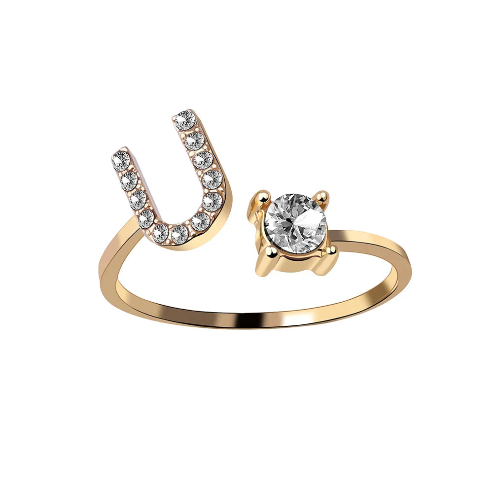 Fashion A–Z Initial Letter Ring