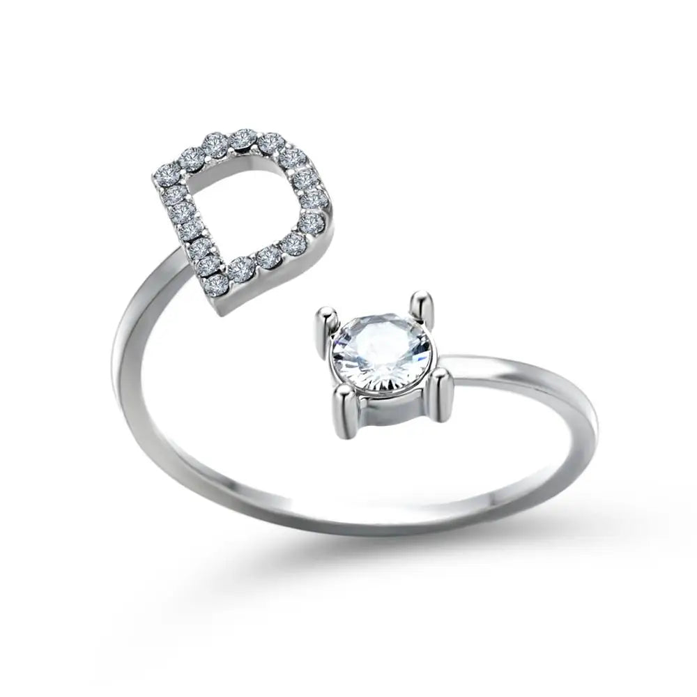 Fashion A–Z Initial Letter Ring