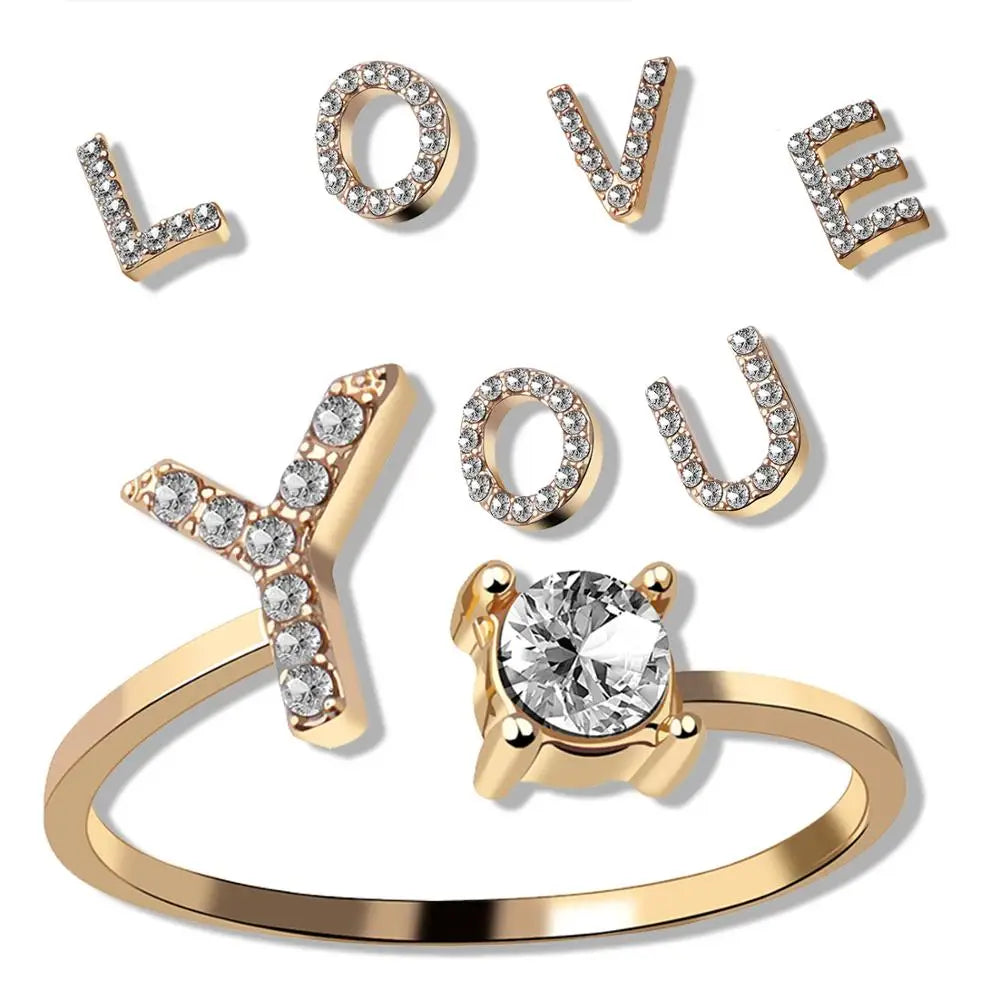 Fashion A–Z Initial Letter Ring