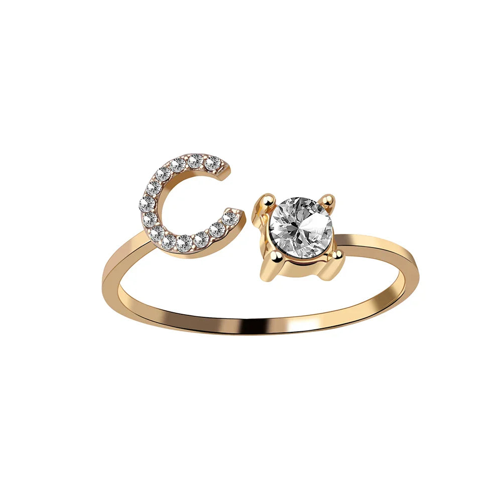 Fashion A–Z Initial Letter Ring