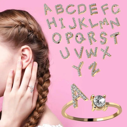 Fashion A–Z Initial Letter Ring