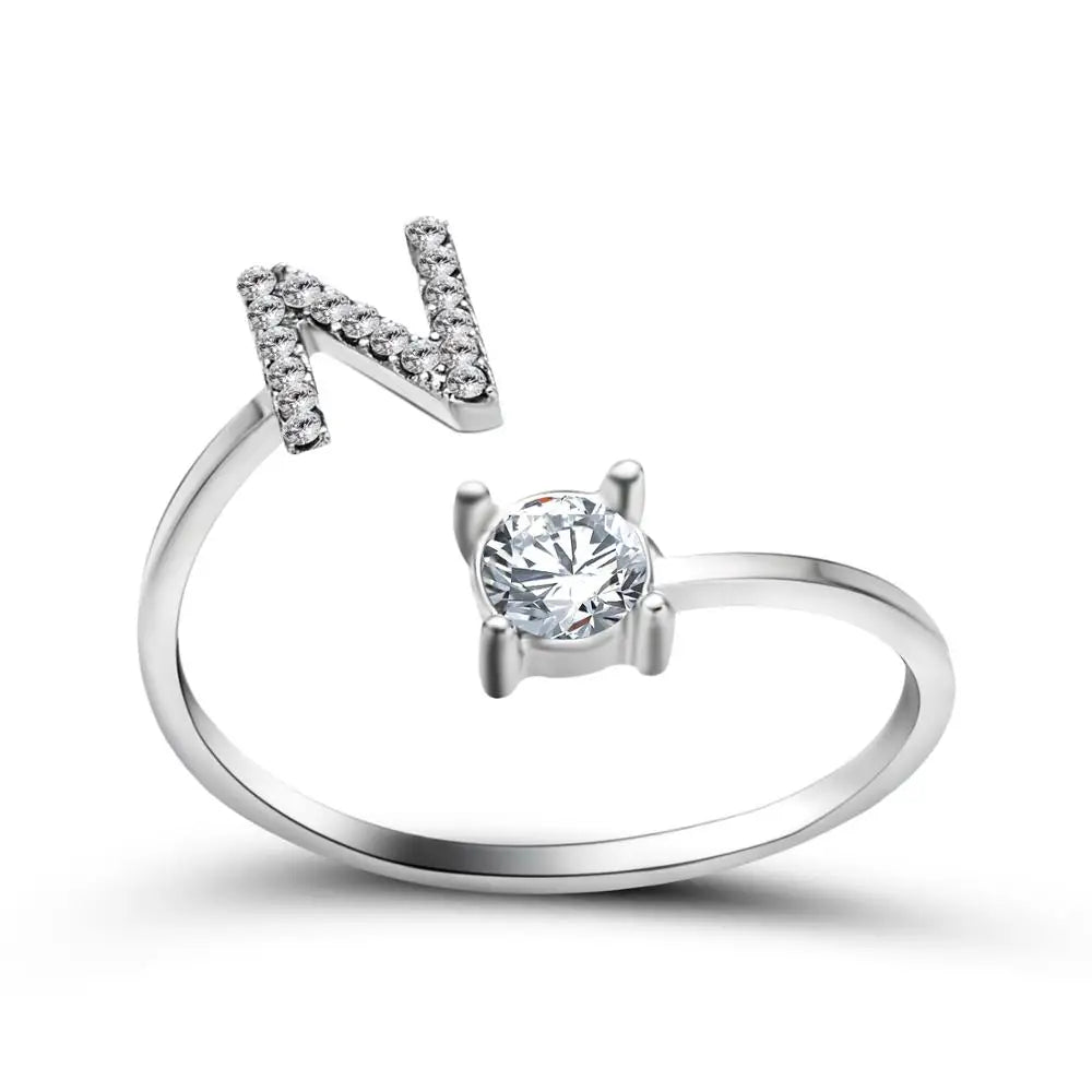 Fashion A–Z Initial Letter Ring