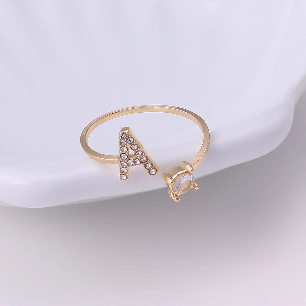 Fashion A–Z Initial Letter Ring