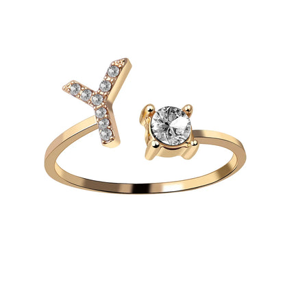 Fashion A–Z Initial Letter Ring