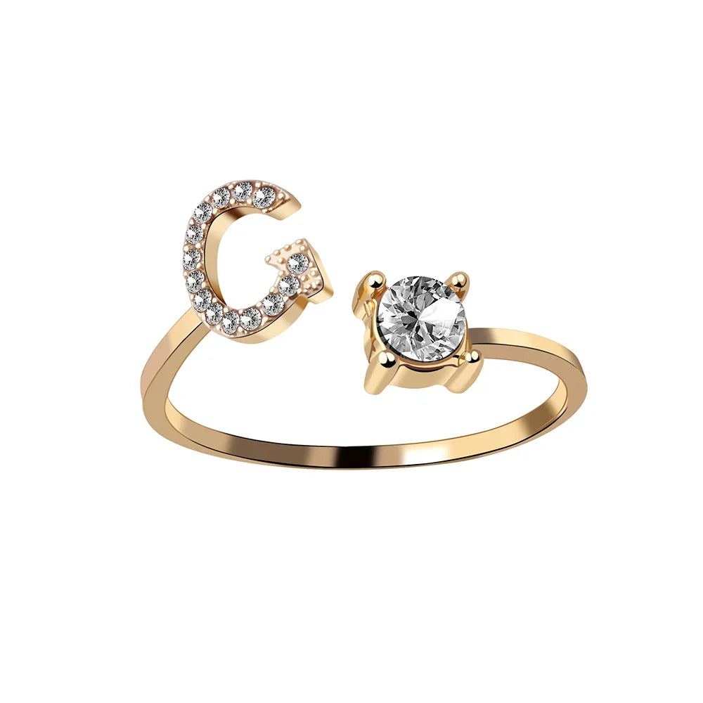 Fashion A–Z Initial Letter Ring