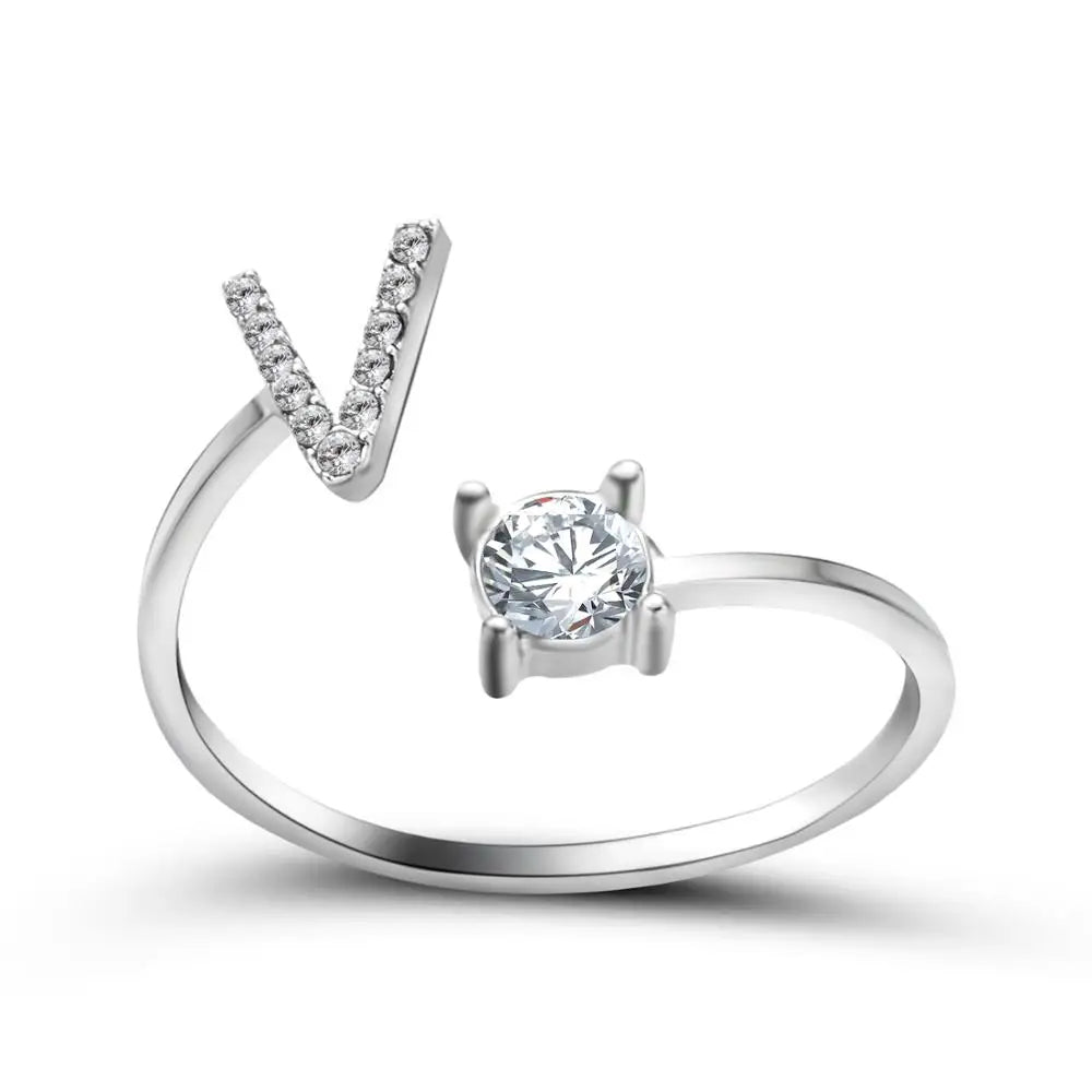 Fashion A–Z Initial Letter Ring