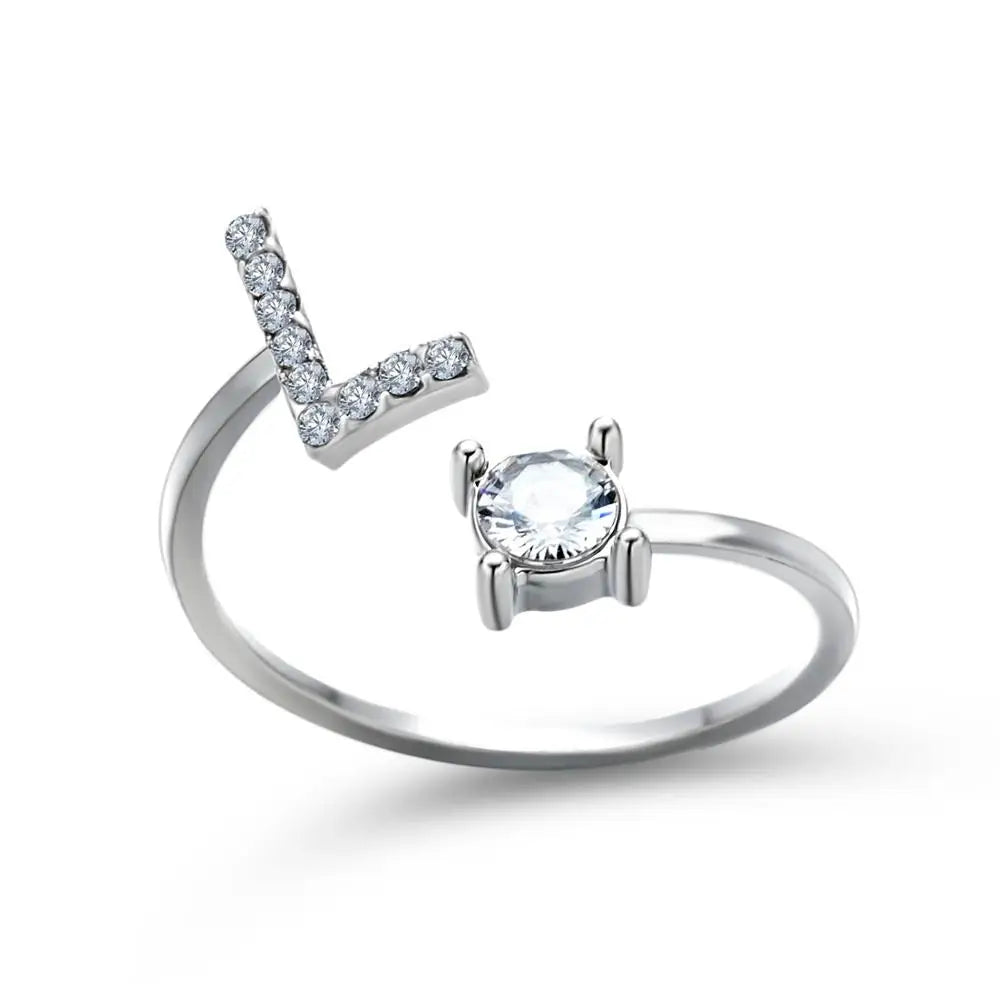 Fashion A–Z Initial Letter Ring