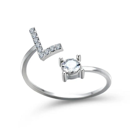 Fashion A–Z Initial Letter Ring
