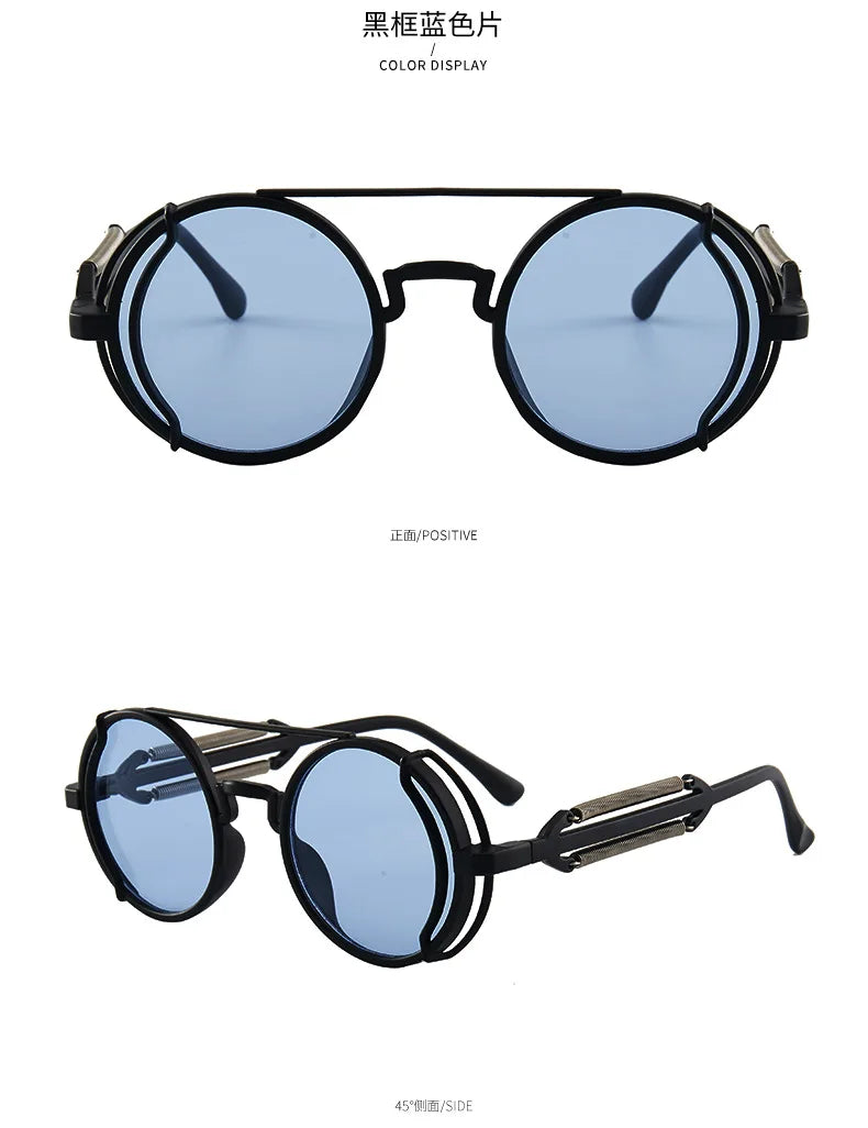 Gothic Steampunk Round Sunglasses – Retro Designer