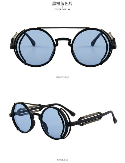 Gothic Steampunk Round Sunglasses – Retro Designer