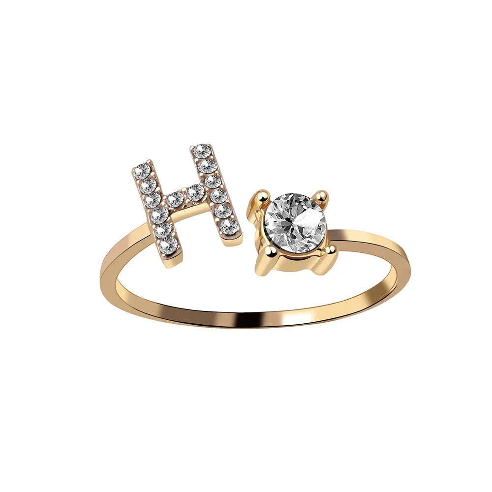 Fashion A–Z Initial Letter Ring