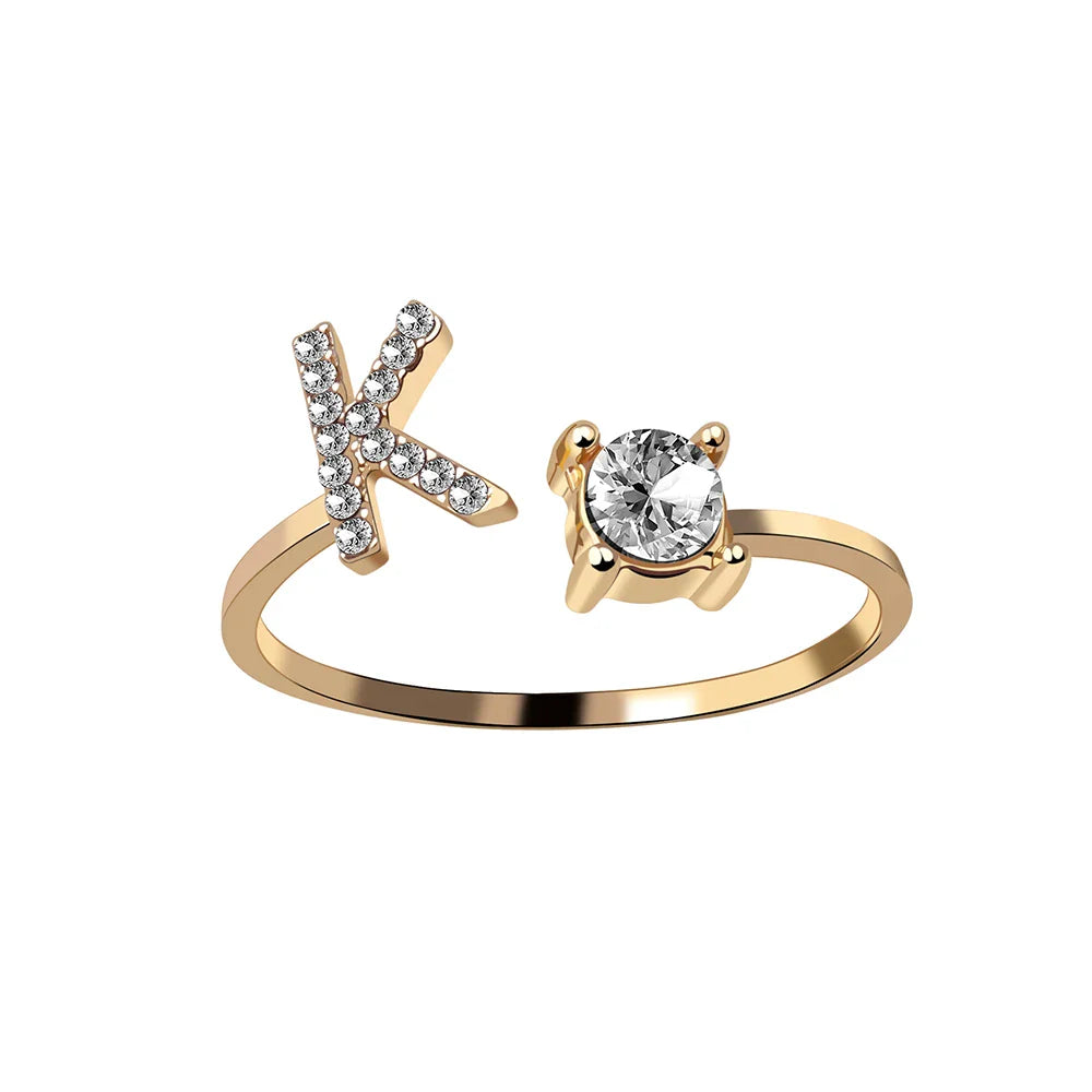 Fashion A–Z Initial Letter Ring