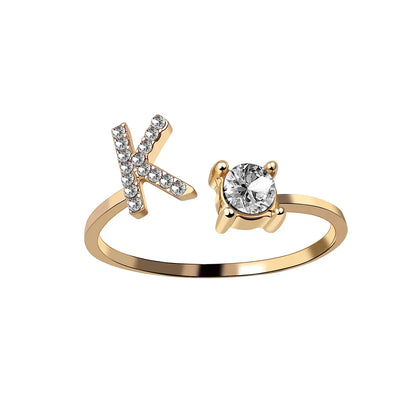 Fashion A–Z Initial Letter Ring