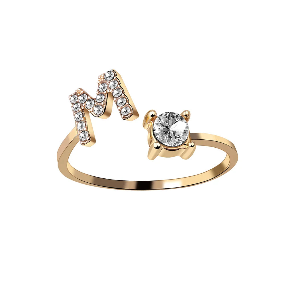 Fashion A–Z Initial Letter Ring
