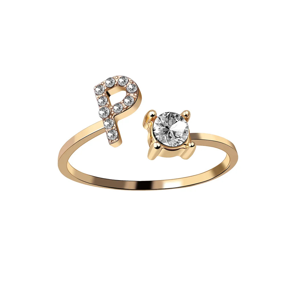 Fashion A–Z Initial Letter Ring