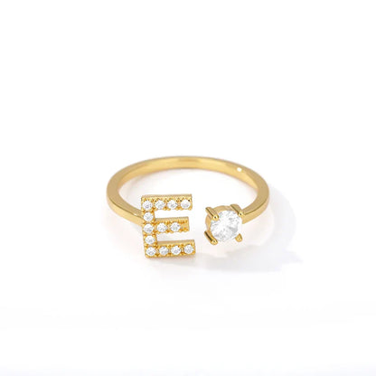 Adjustable Zircon Initial Letter Ring – A–Z