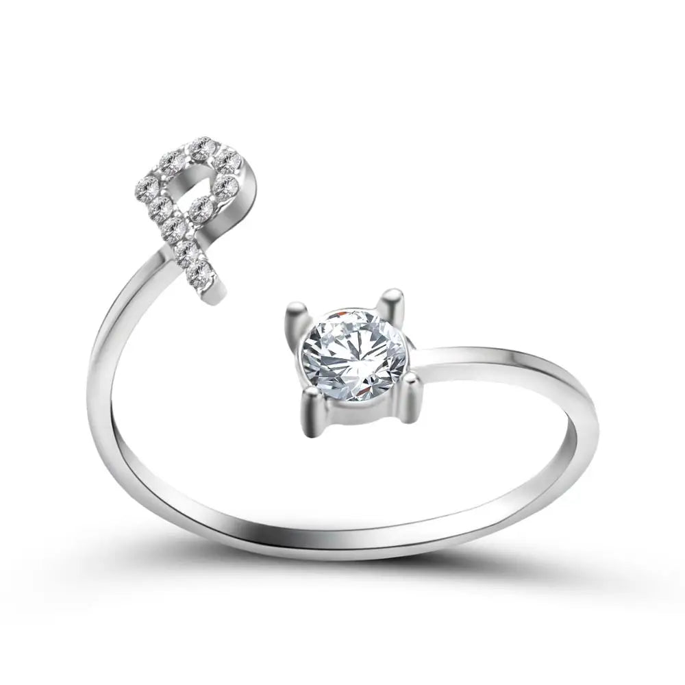 Fashion A–Z Initial Letter Ring