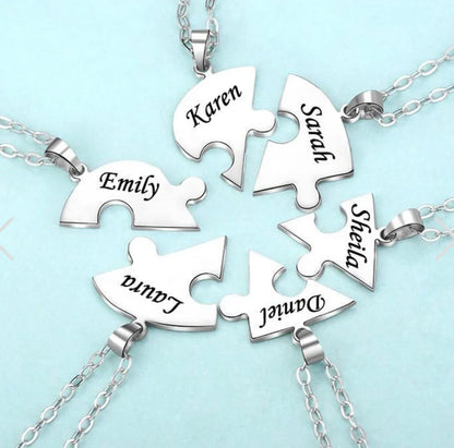 Custom Name Puzzled Heart Pendant Necklace