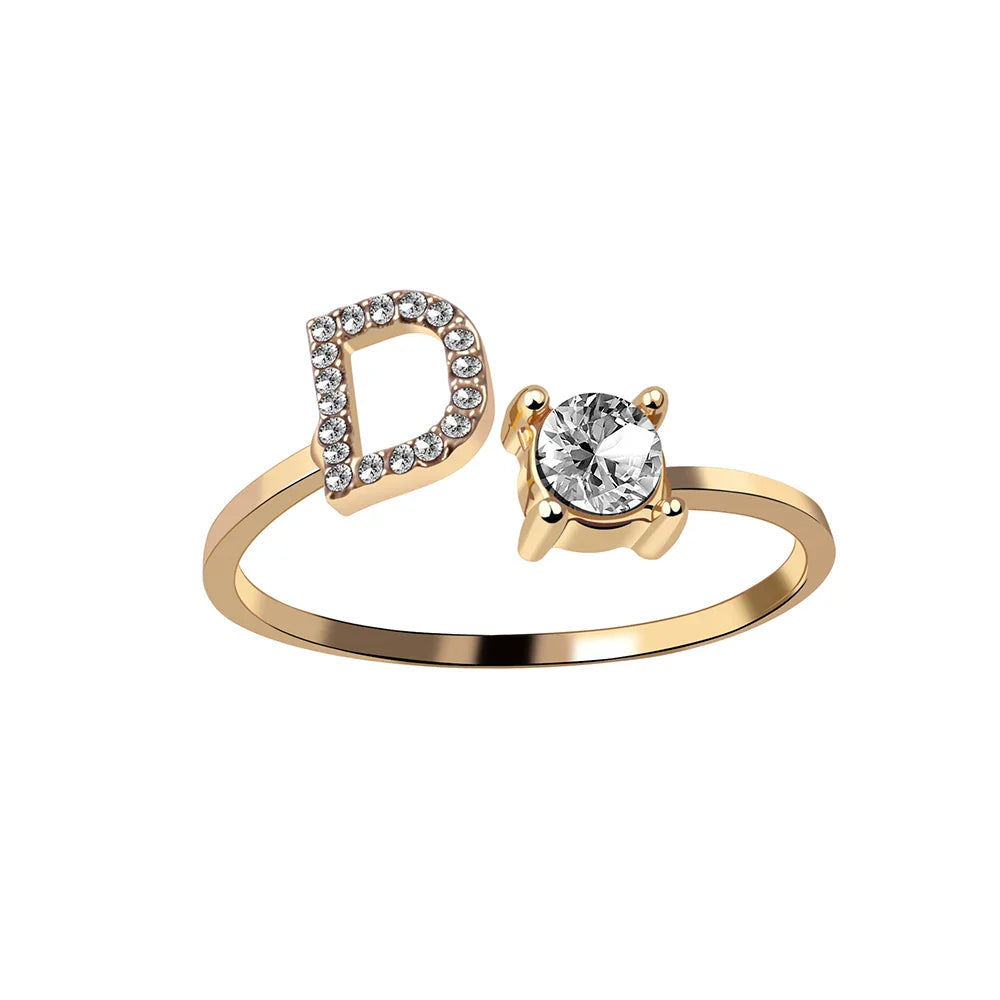 Fashion A–Z Initial Letter Ring