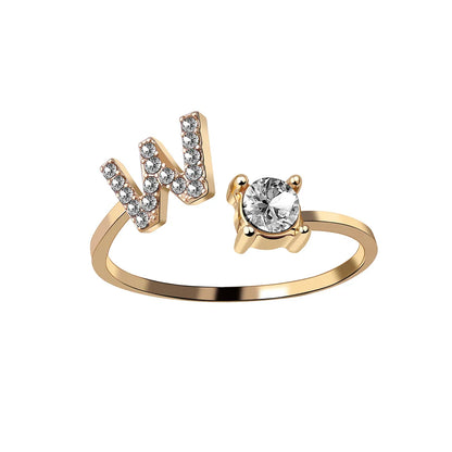 Fashion A–Z Initial Letter Ring