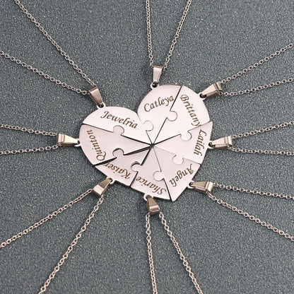 Custom Name Puzzled Heart Pendant Necklace
