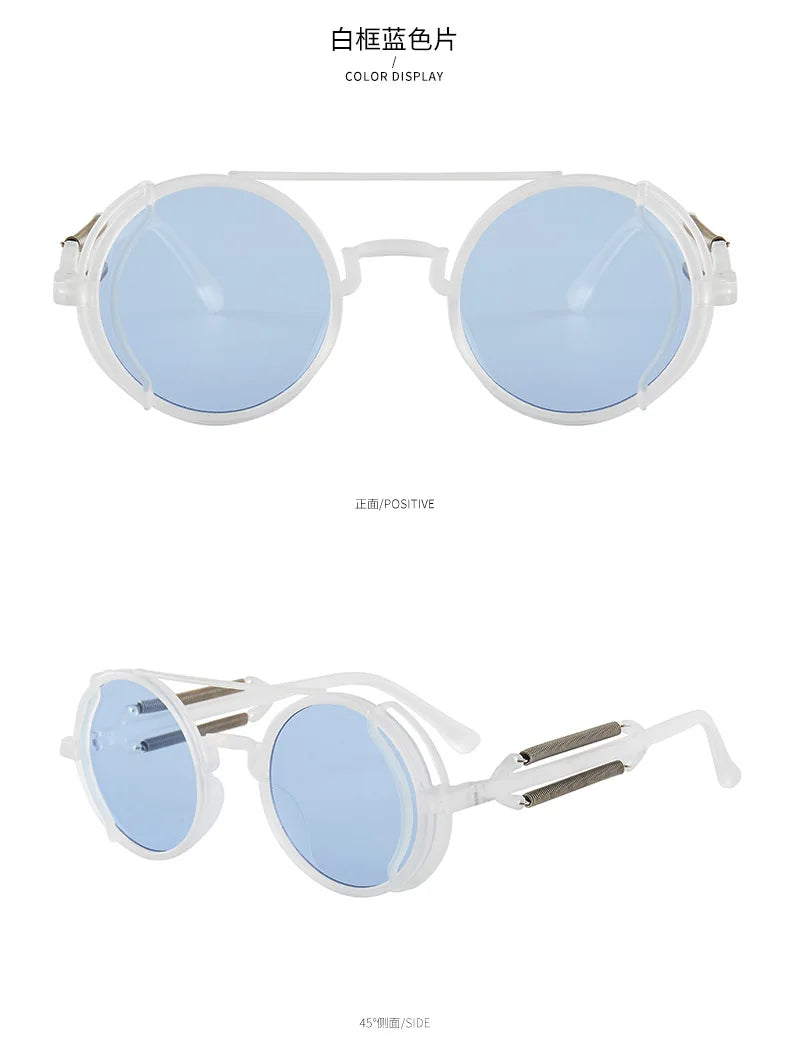 Gothic Steampunk Round Sunglasses – Retro Designer