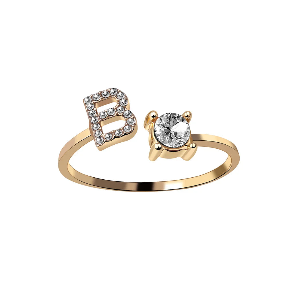 Fashion A–Z Initial Letter Ring