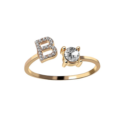 Fashion A–Z Initial Letter Ring
