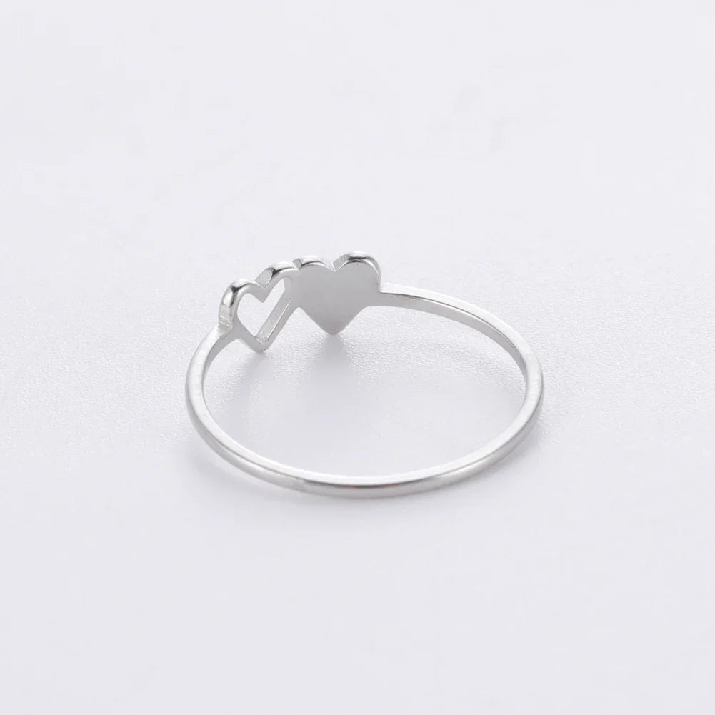 A–Z Double Heart Initial Ring – Stainless Steel