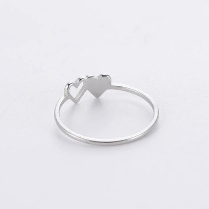 A–Z Double Heart Initial Ring – Stainless Steel