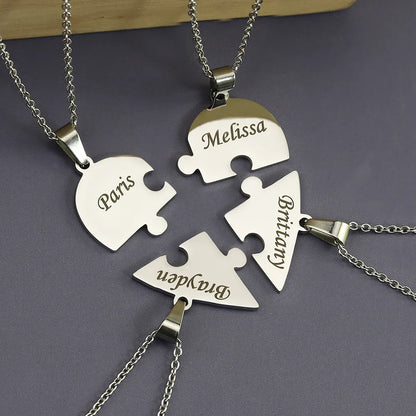 Custom Name Puzzled Heart Pendant Necklace