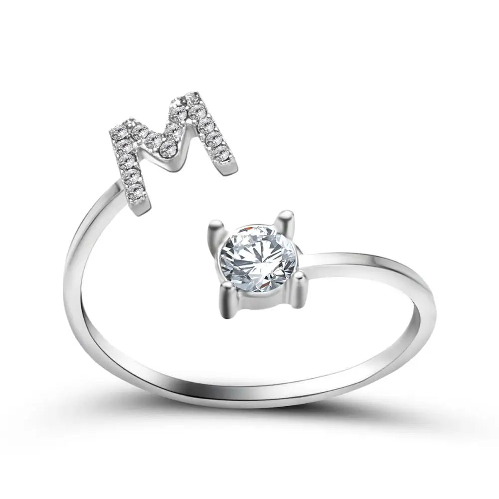 Fashion A–Z Initial Letter Ring