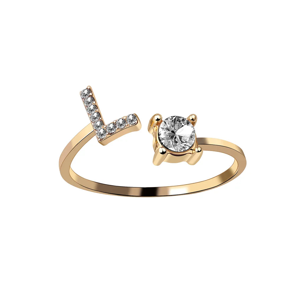 Fashion A–Z Initial Letter Ring
