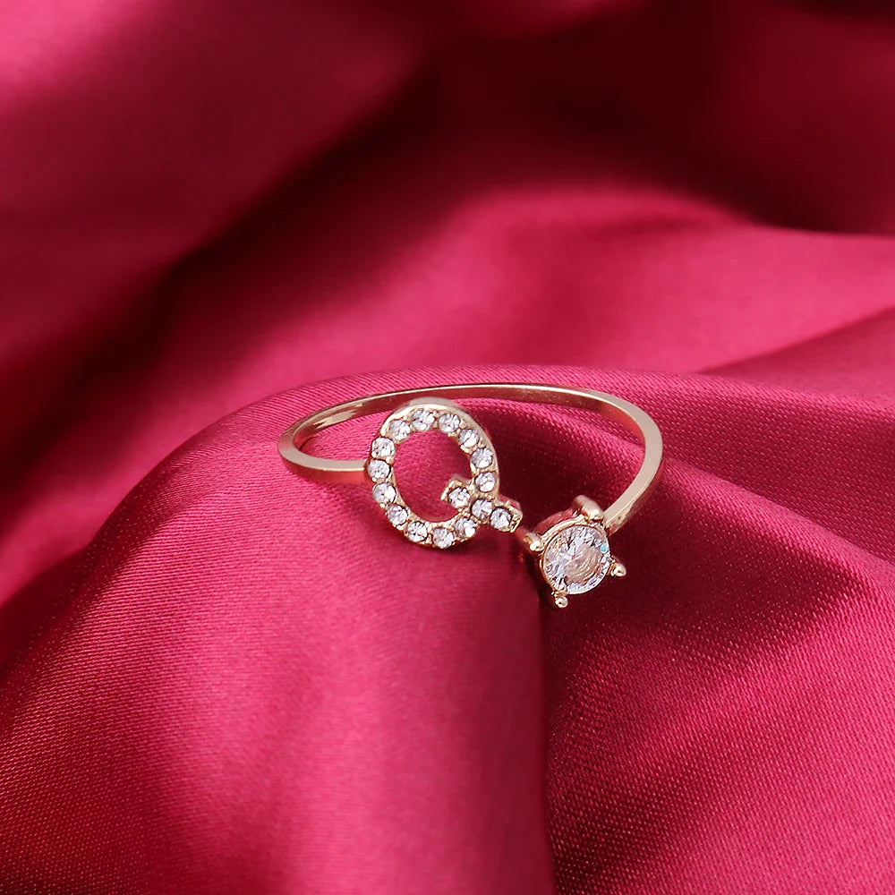 Fashion A–Z Initial Letter Ring