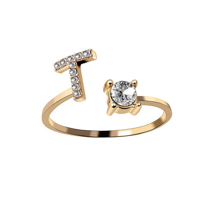 Fashion A–Z Initial Letter Ring