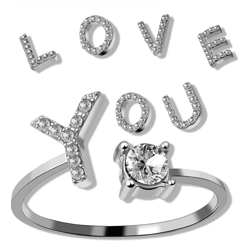 Fashion A–Z Initial Letter Ring