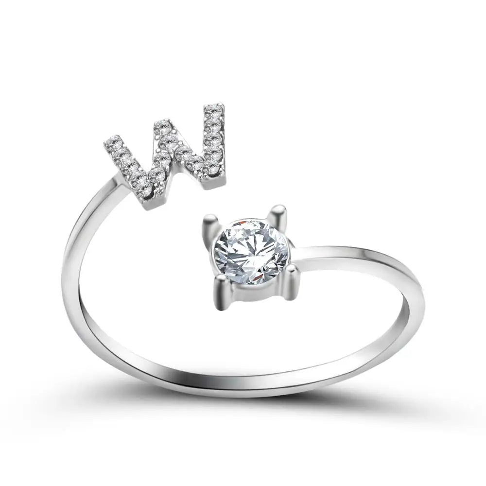 Fashion A–Z Initial Letter Ring