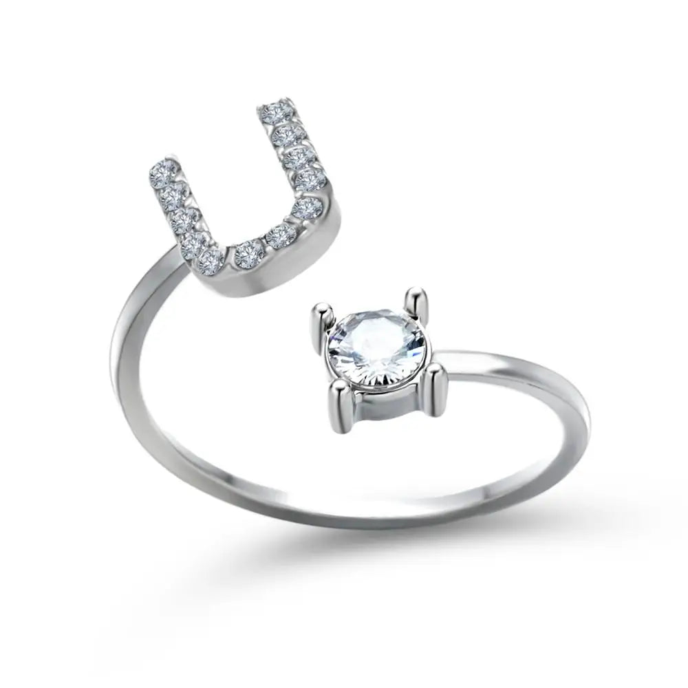 Fashion A–Z Initial Letter Ring