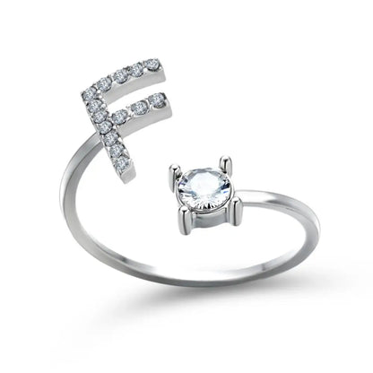 Fashion A–Z Initial Letter Ring