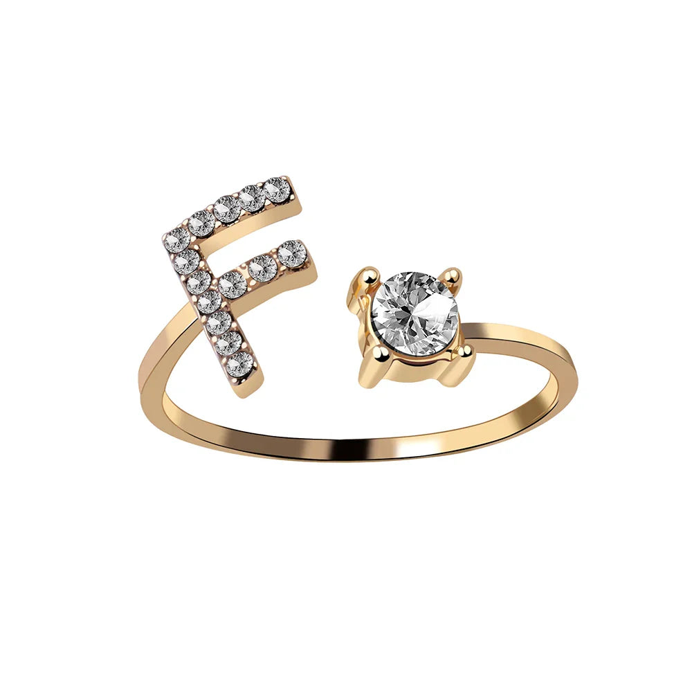 Fashion A–Z Initial Letter Ring